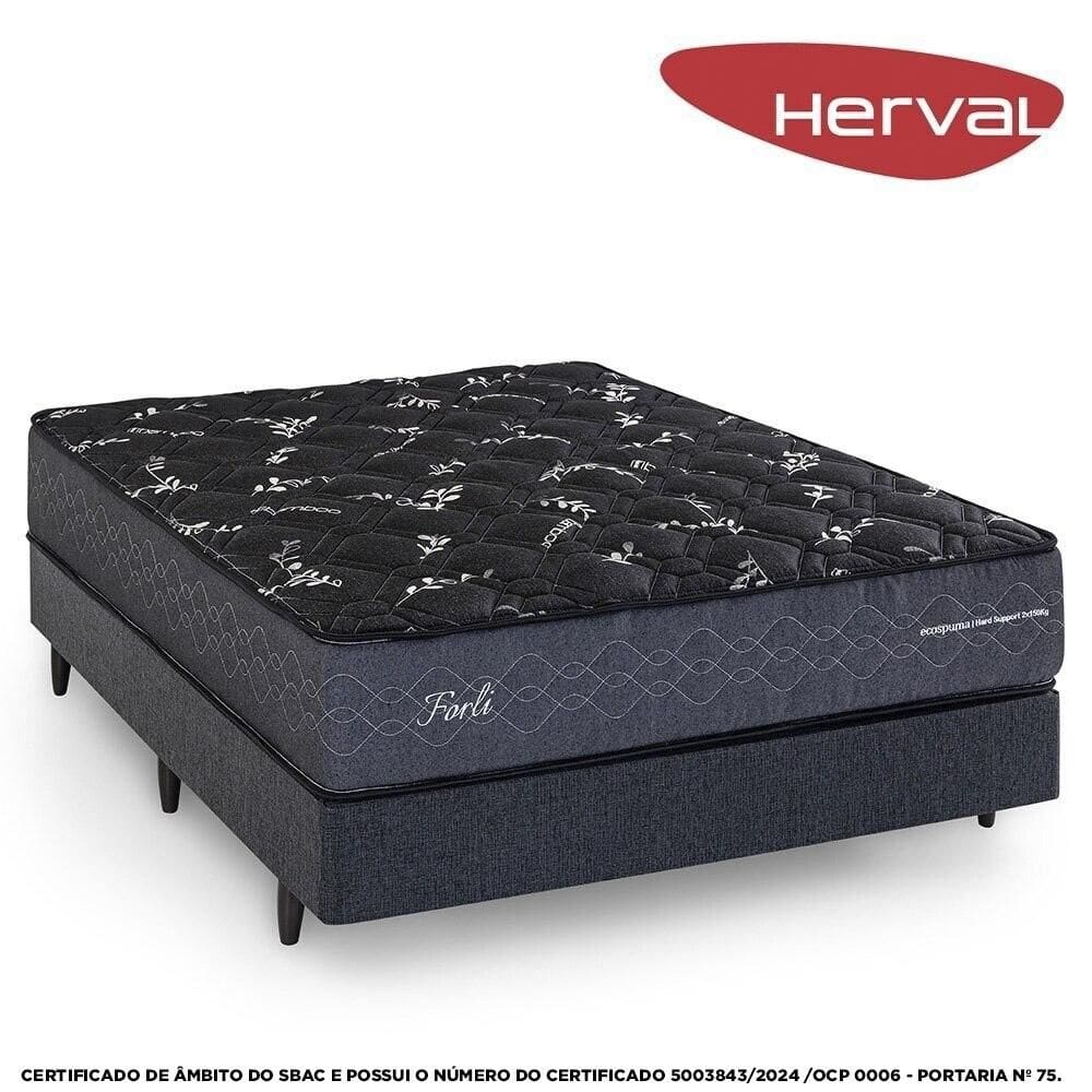 Cama Box Casal Molas Ensacadas Herval Forli, 50x138x188 cm, Chumbo