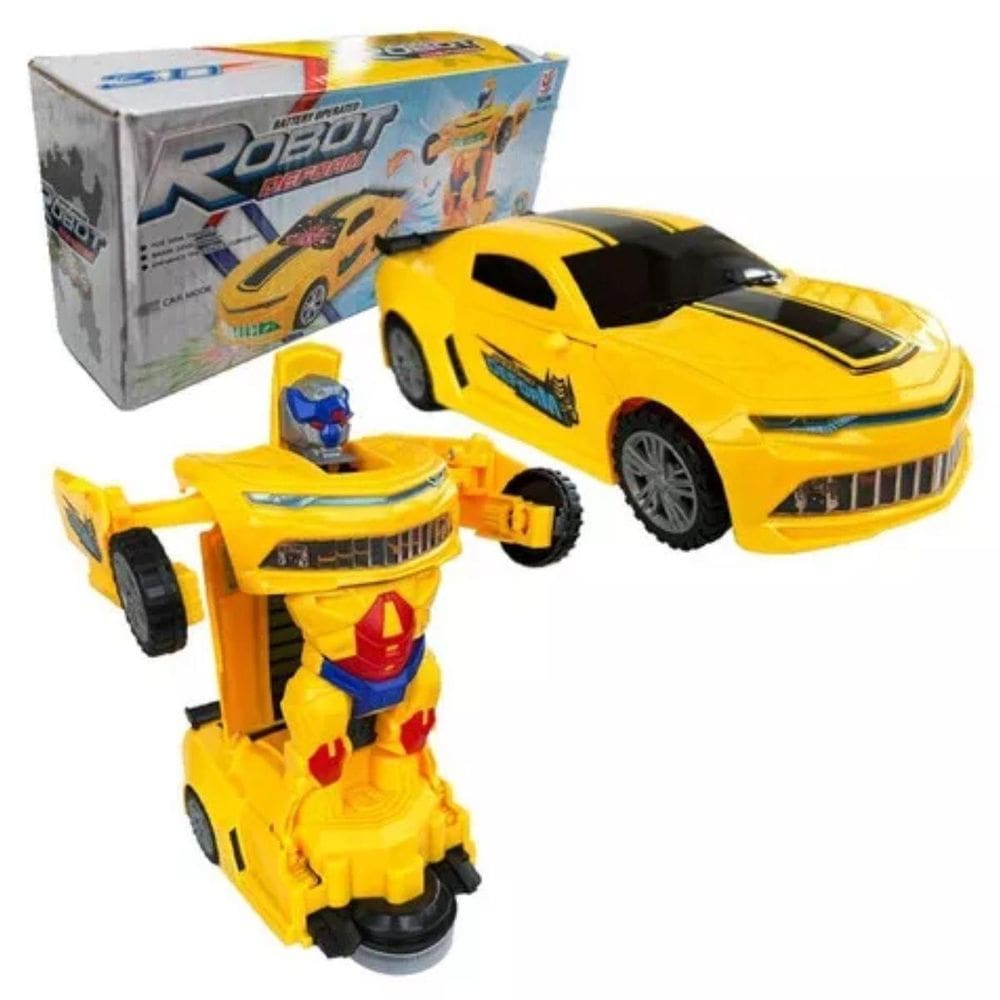 Carro Transformers Som Luz Vira Robô Camaro +