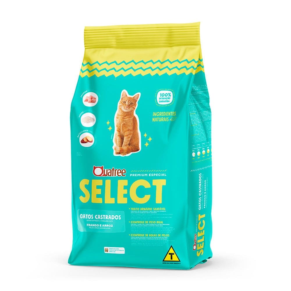 Ração para Gatos Castrados Quatree Select Sabor Frango e Arroz 1kg