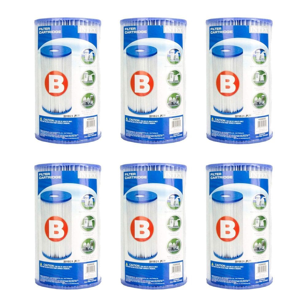 Cartucho de filtro de piscina Intex 29005E Tipo B, pacote com 6