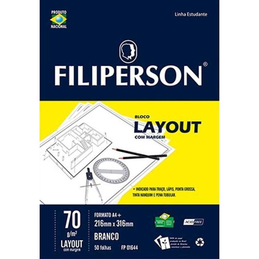 Bloco Layout A4 63G Com 50 Folhas Branco - 01642