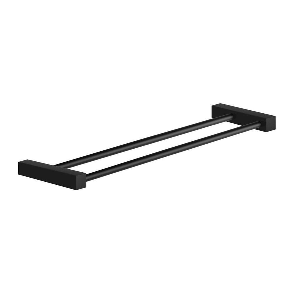 Toalheiro Duplo Banheiro Preto Fosco Troia Grego Metal 40Cm