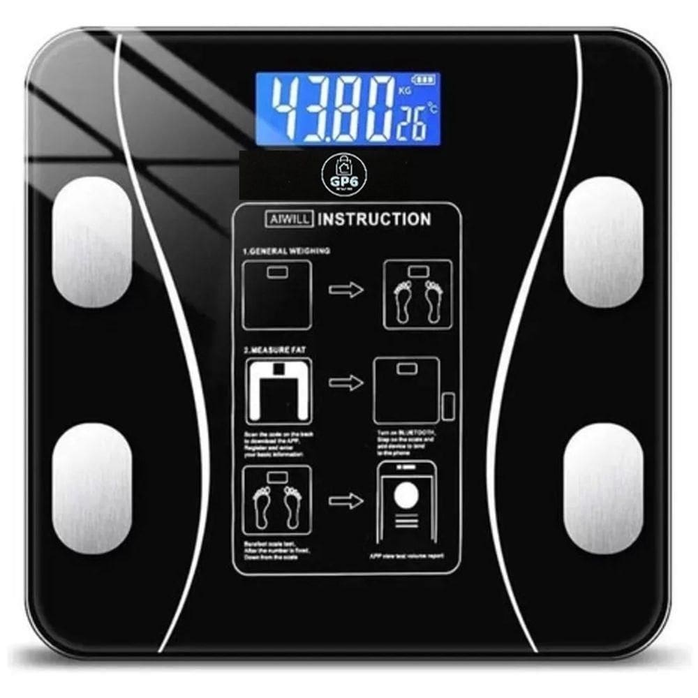 Balança Bioimpedância Digital Corporal Com Aplicativo Bluetooth Analise 180kg De Precisão Banheiro