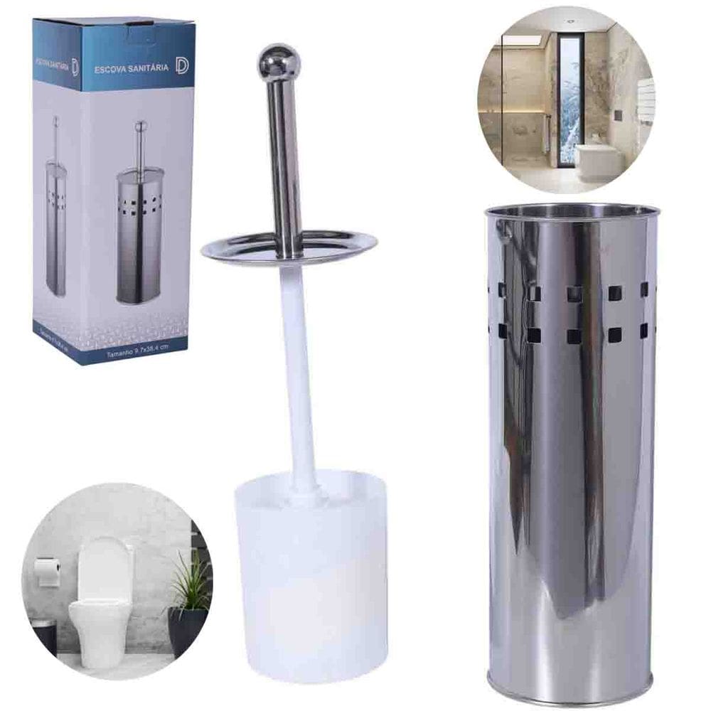 Escova Sanitária Limpeza de Vaso de Banheiro Aço Inox C Furo