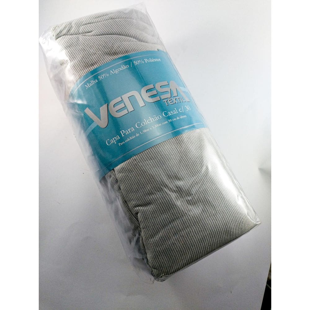 Capa Colchão Casal Padrão De Malha Com Zíper Cinza