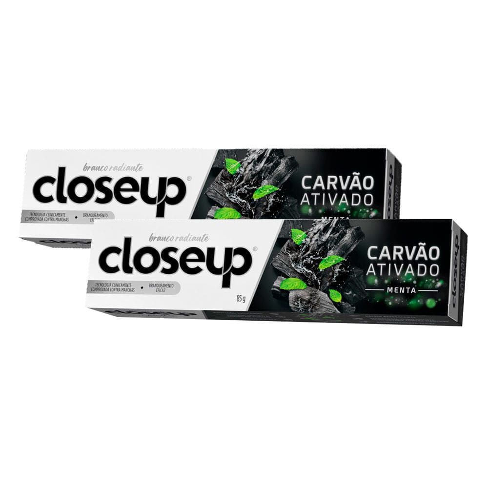 Kit 2 Creme Dental CLOSEUP Carvão Ativado 85g