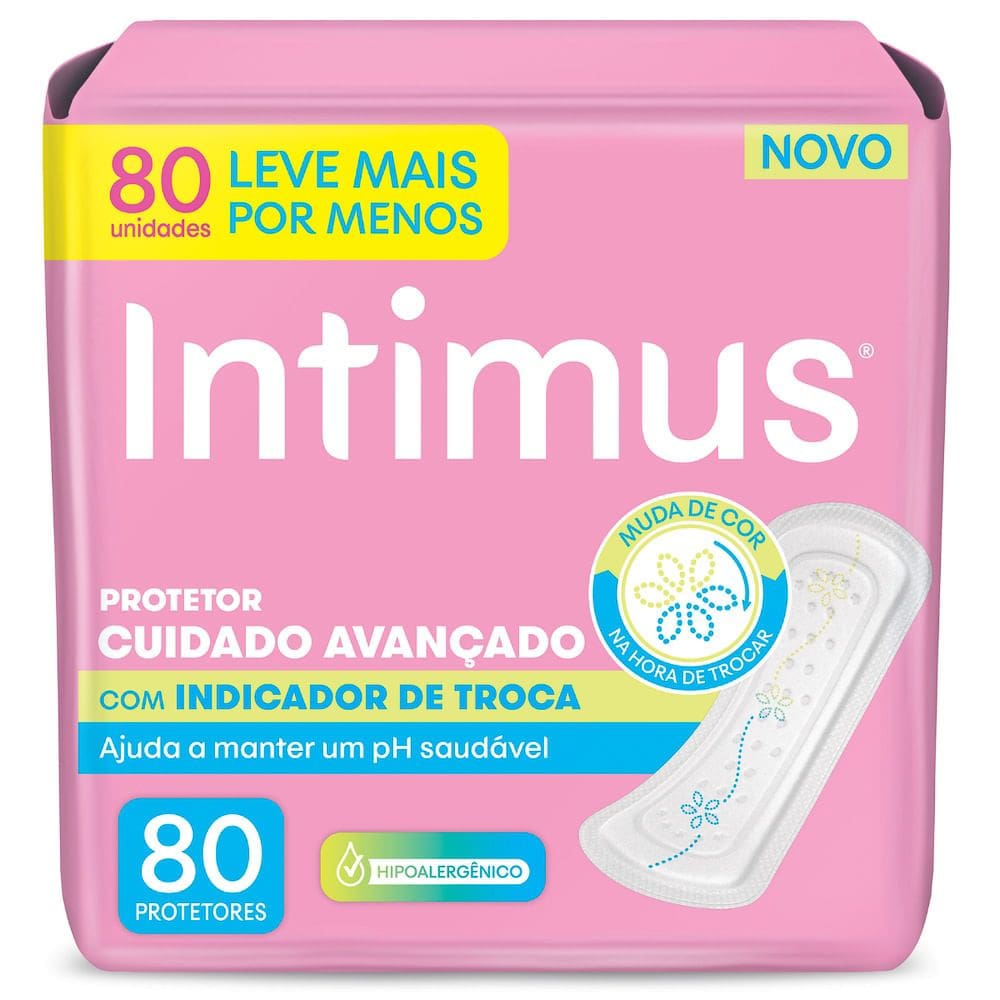 Protetor Diário Intimus Cuidado Avançado com Indicador de Troca 80 Unidades