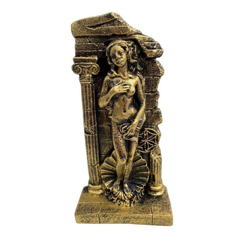 Escultura Deusa Afrodite No Portal 17 Dourada Cm Em Resina