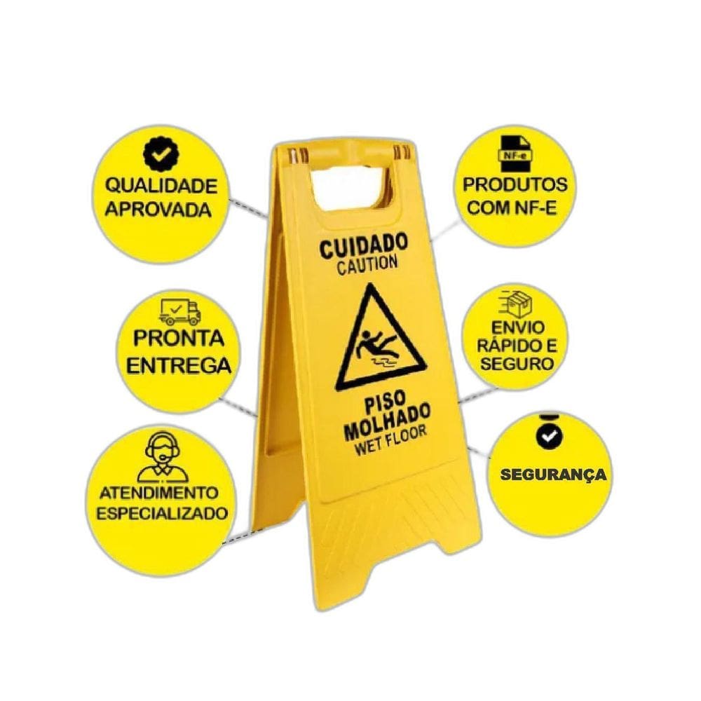Placa Sinalizadora Piso Molhado Sinalização E Advertência