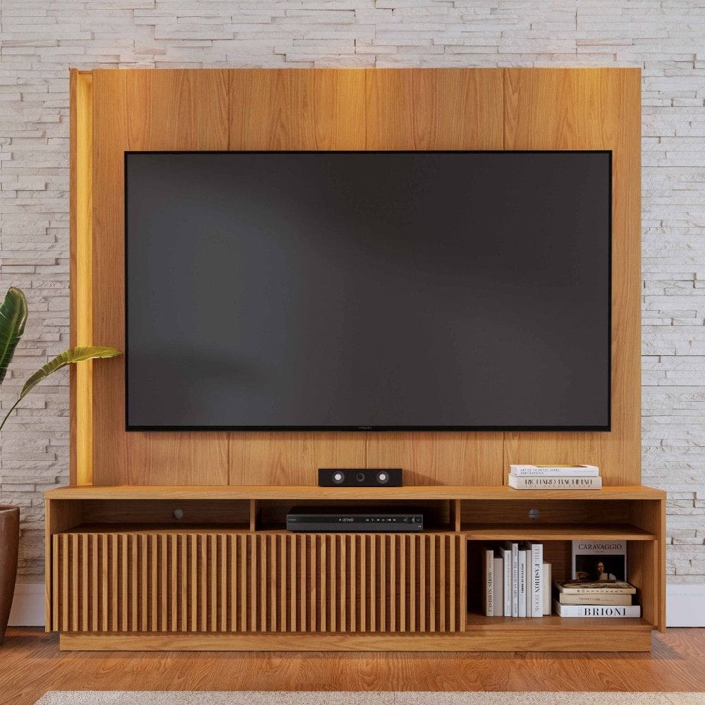 Estante Home Ripada para TV até 75 Polegadas com LED 2 Portas Jordão Colibri