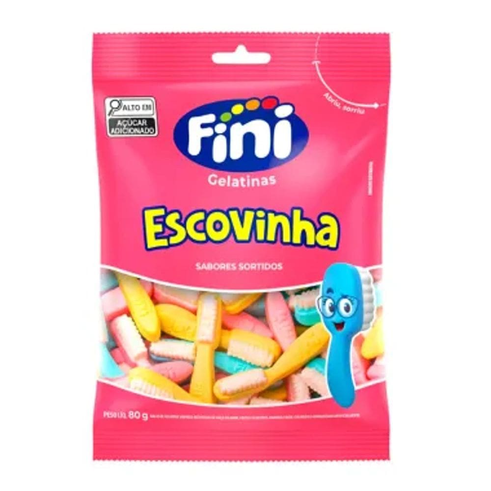 Balas de Gelatina Fini Escovinha Sabor 80g