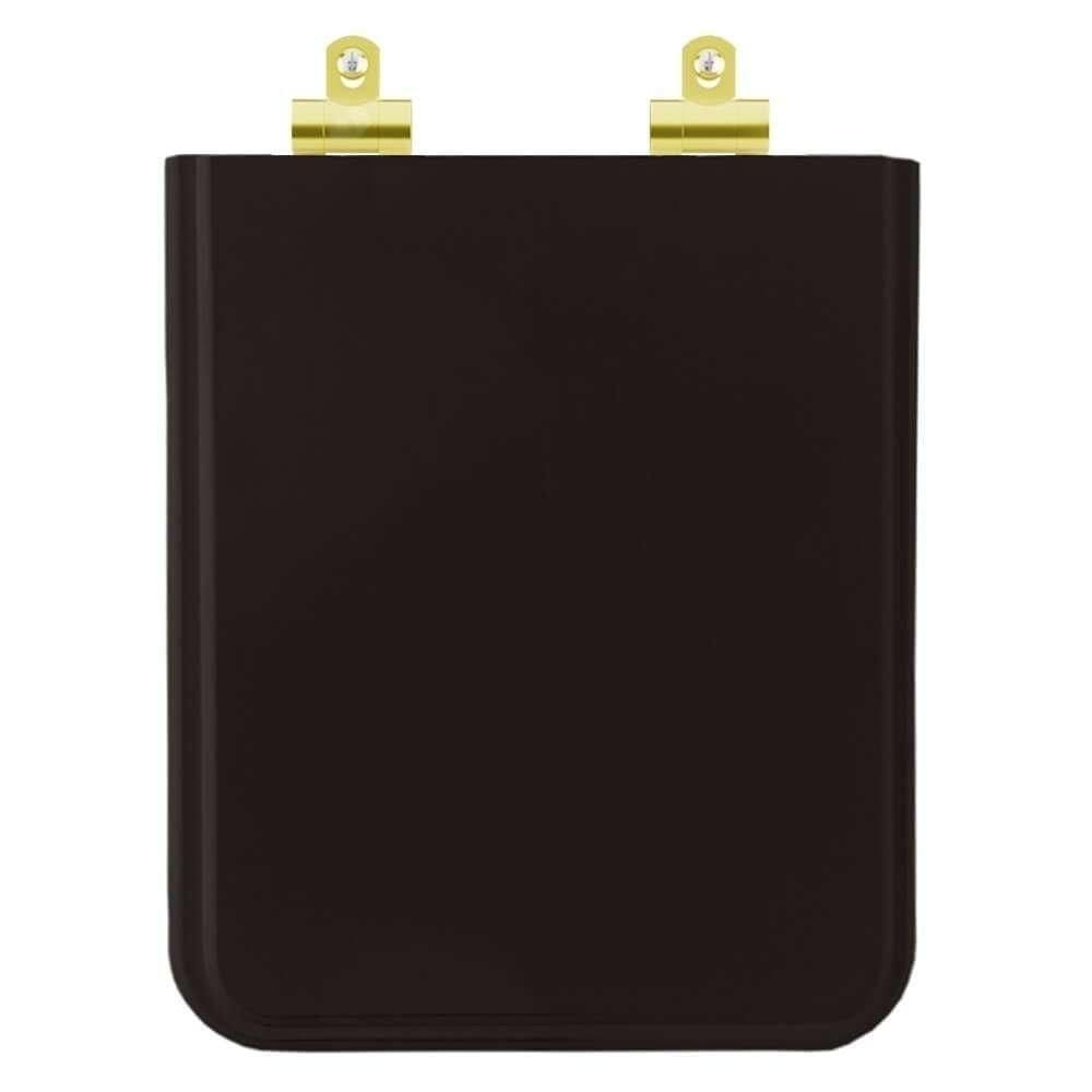 Assento Sanitário Poliester Soft Close Square Preto Para Vaso Incepa Com Ferragem Dourada