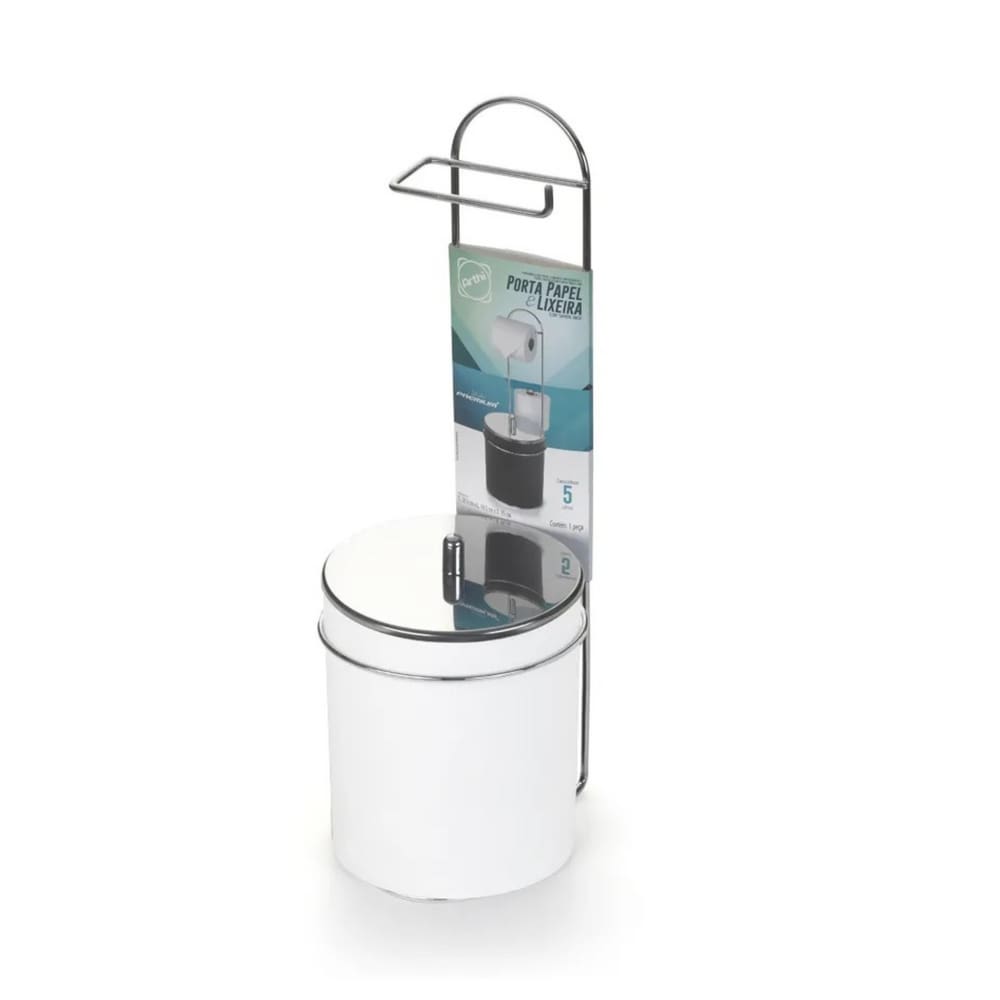 Suporte Chão Premium Porta Papel e Lixeira Inox 1245 Arthi