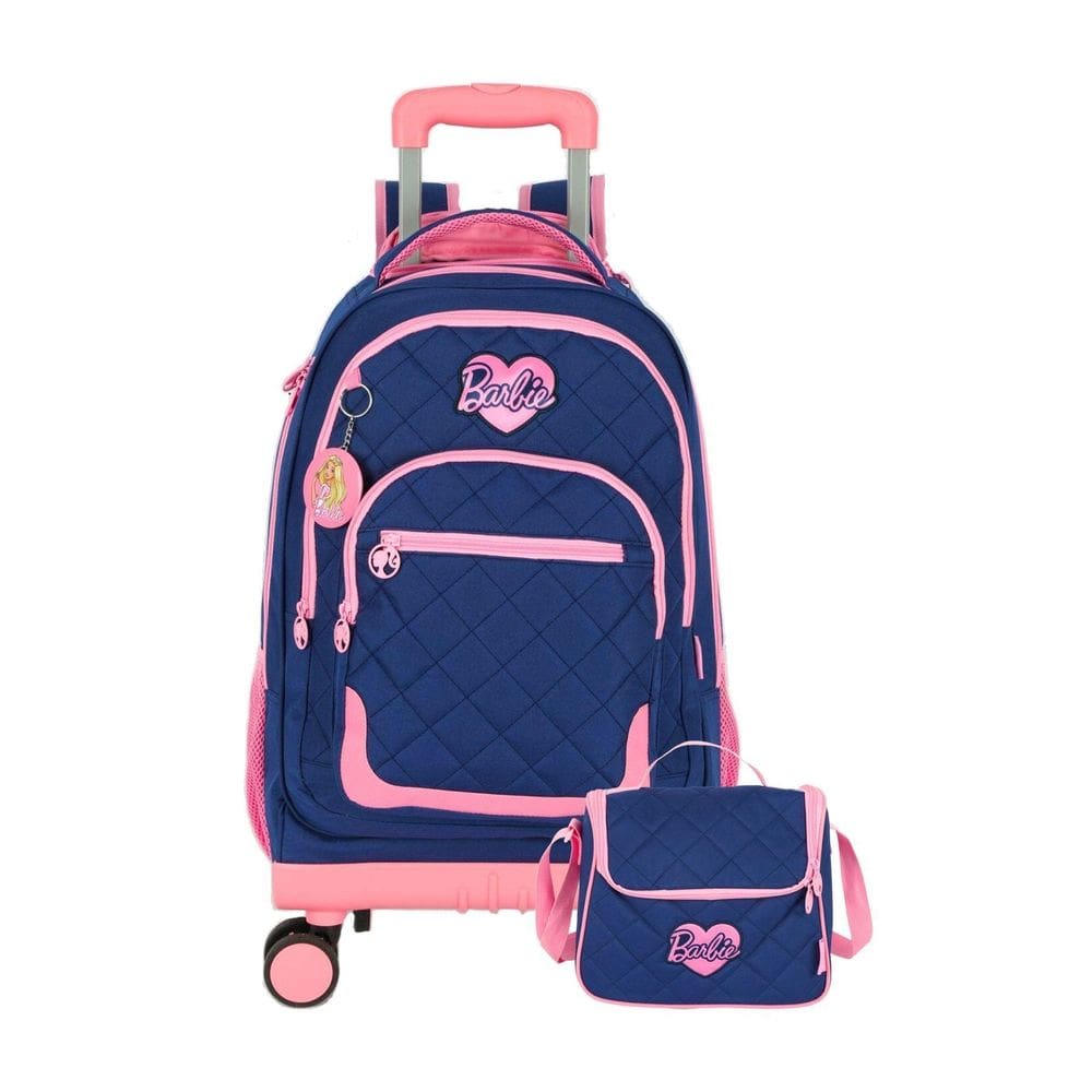 Kit Escolar Barbie Mochila Rodas + Lancheira Térmica - Azul