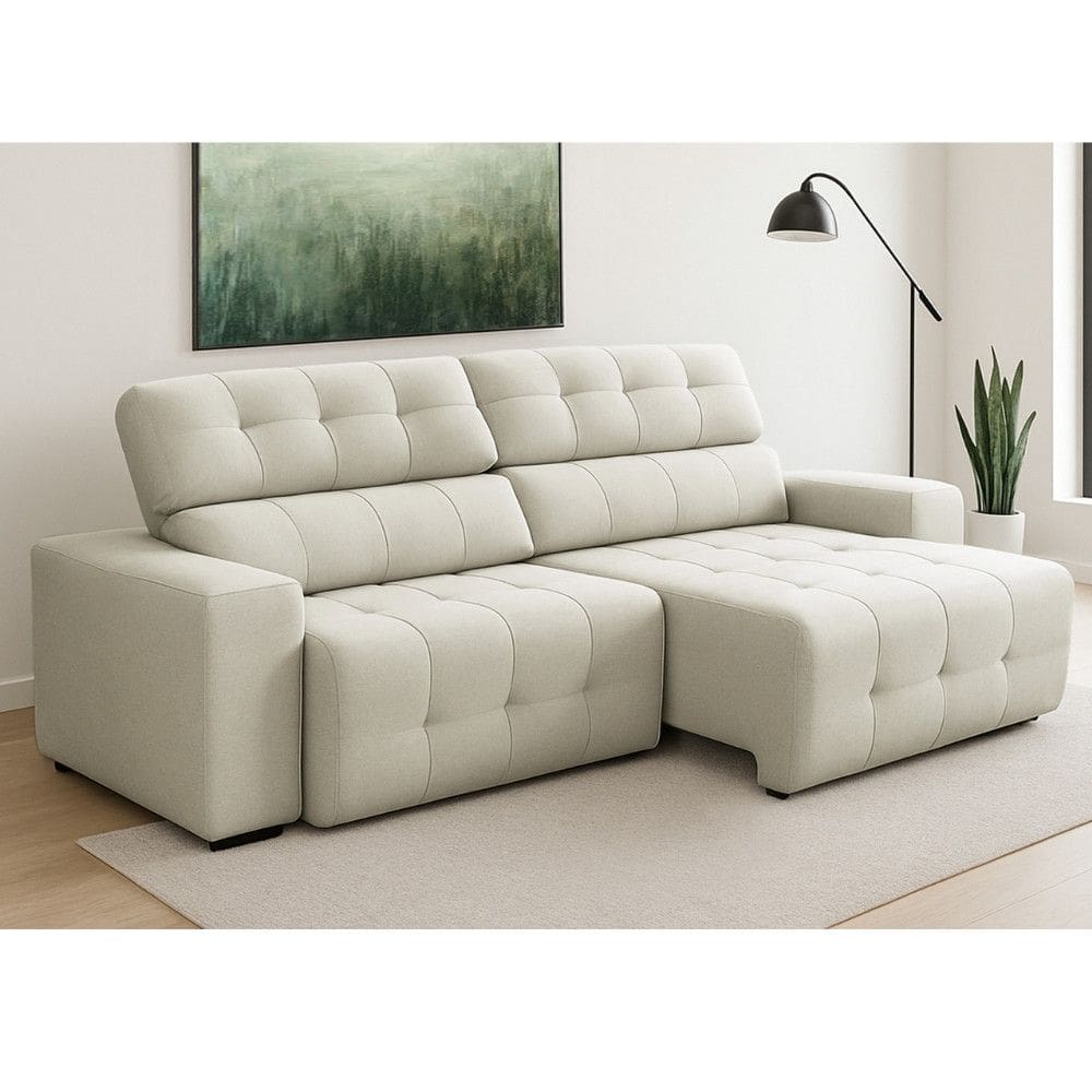 Sofá 3 Lugares Retrátil Reclinável 230cm Veludo Atualle Ferguile