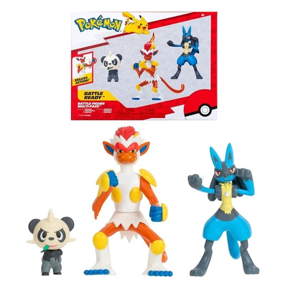 Pokemon - Multipack 3 Bonecos Lutador– Pancham , Lucario e Infernape – Sunny