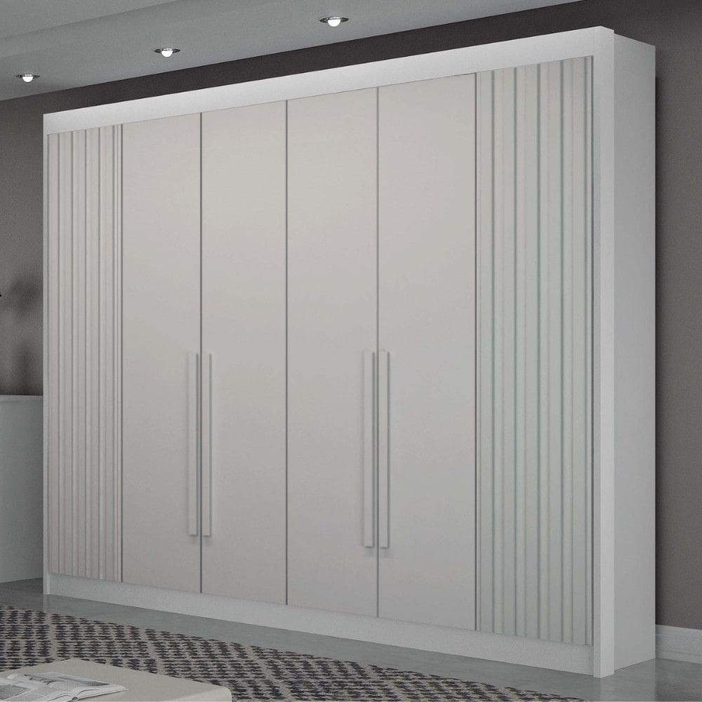 Guarda Roupa Casal Ripado 6 Portas Em MDF São Carlos Leifer