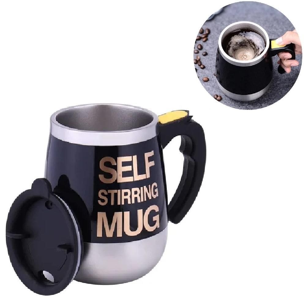 Caneca Eletrica Misturador Automatico Mixer Copo Portatil Whey Shake Cafe Achocolatado Trabalho 400Ml Preto