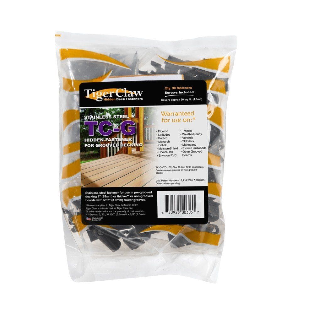 Fixadores de convés Tiger Claw TC-G para placas ranhuradas (pacote com 90)