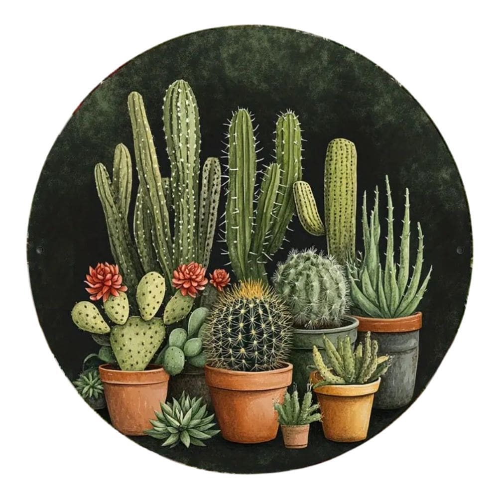 Adorno de Alumínio Enfeite Vintage Decoração Cactus Rústico 20cm