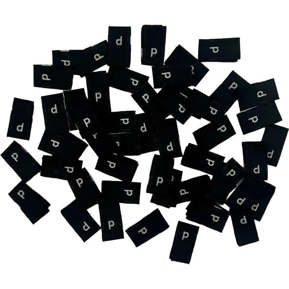 10X Etiqueta Bordada Tafetá Tamanhos Preta Pacote Com 200 Un