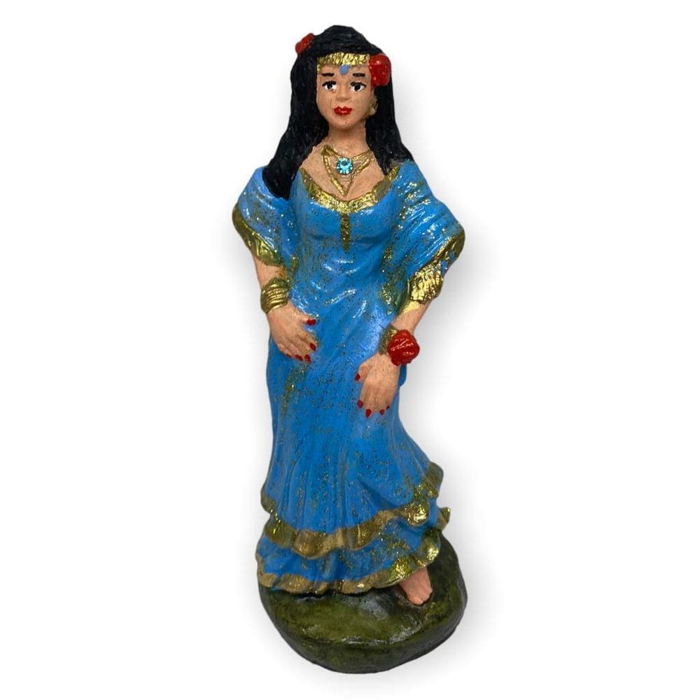 Escultura Cigana Azul Clara 15 Cm Em Resina