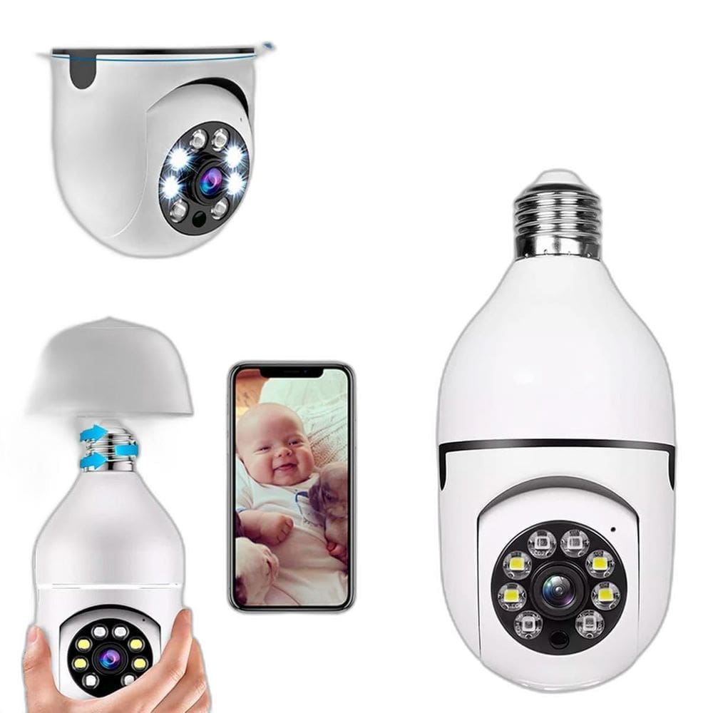 Câmera Segurança Ip Lâmpada Wifi 360 E Soquete E27 Na Cor