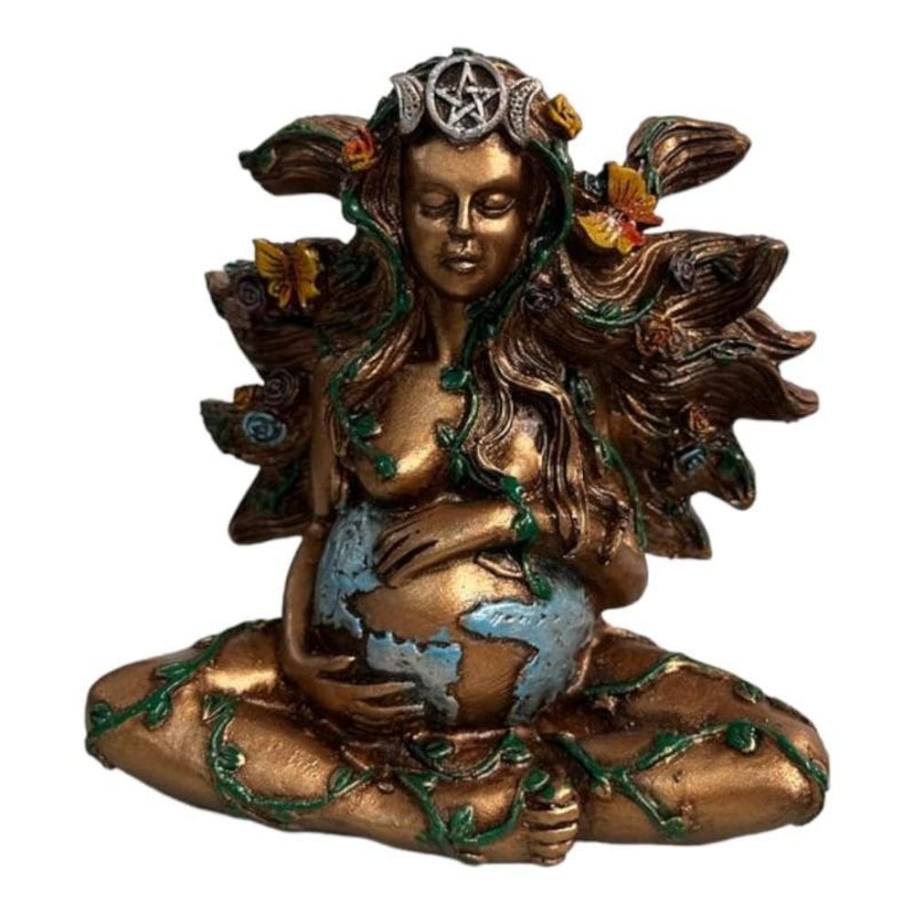 Escultura Mãe Natureza Gaya Pentagrama 14Cm Resina