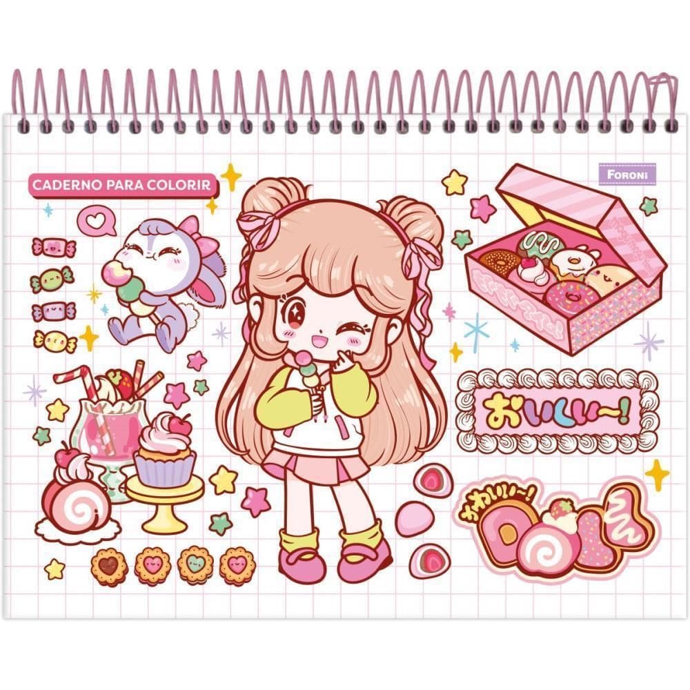 Caderno Desenho Univ Capa Dura Doll Para Colorir 24Fls Pct.C