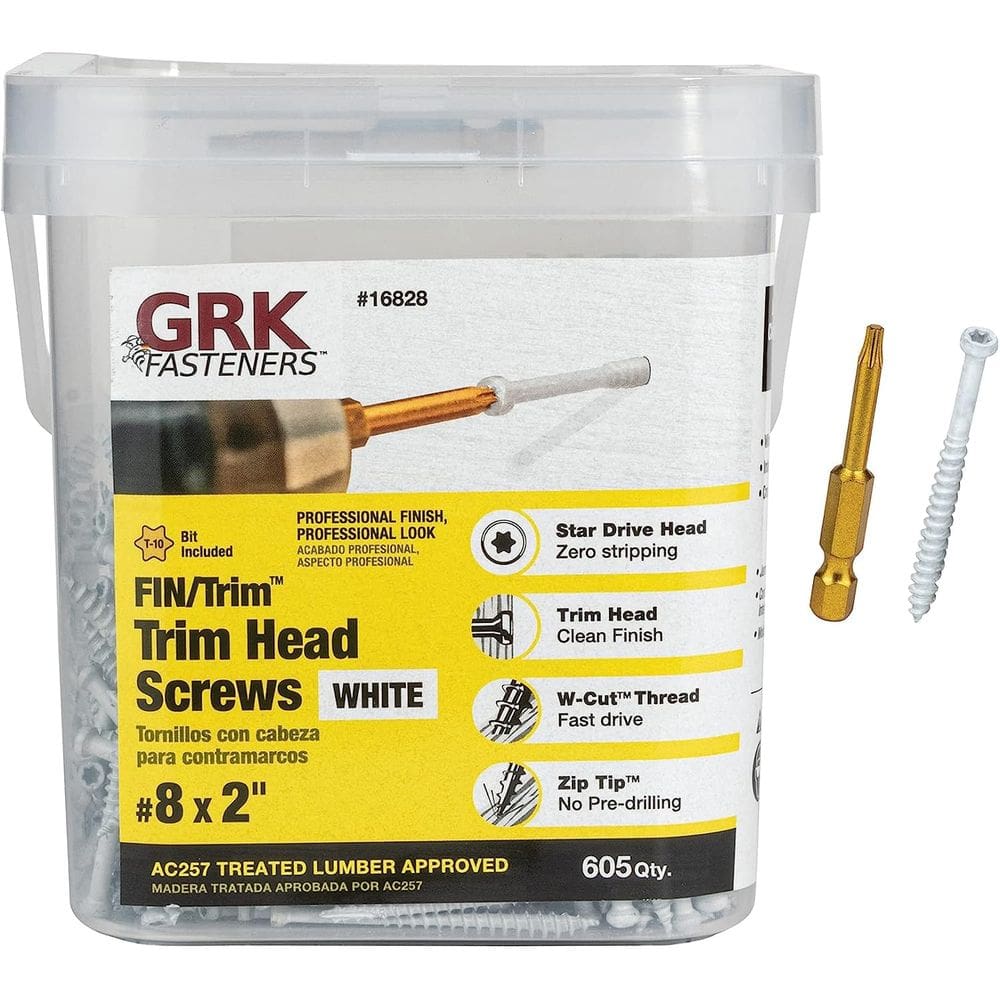 Parafusos de acabamento com cabeça de acabamento GRK 16828 #8 x 2 brancos (605 unidades)