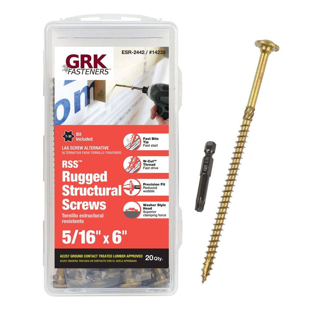 Parafusos estruturais GRK 14235 5/16 x 6 RSS Rugged 20 Count