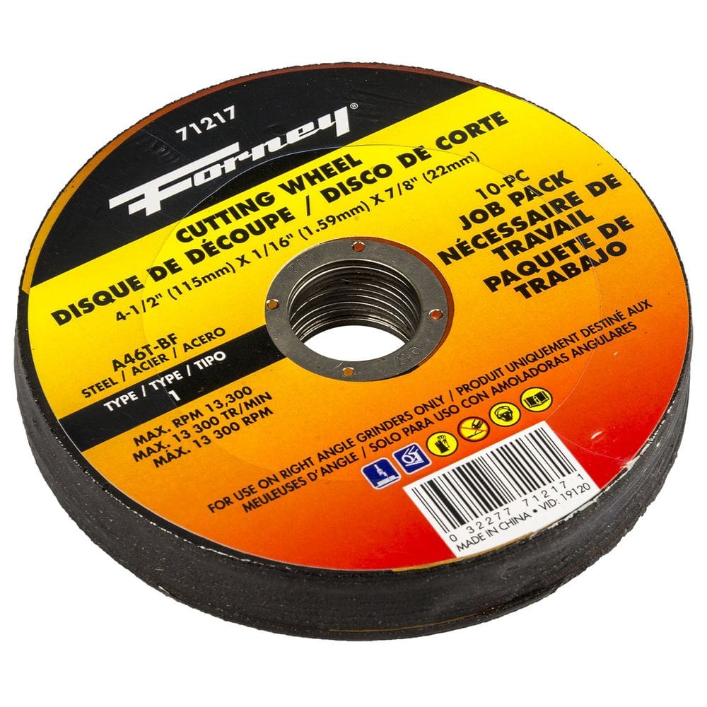 Disco de corte Forney 71217, óxido de alumínio, 4,5 cm, pacote com 10