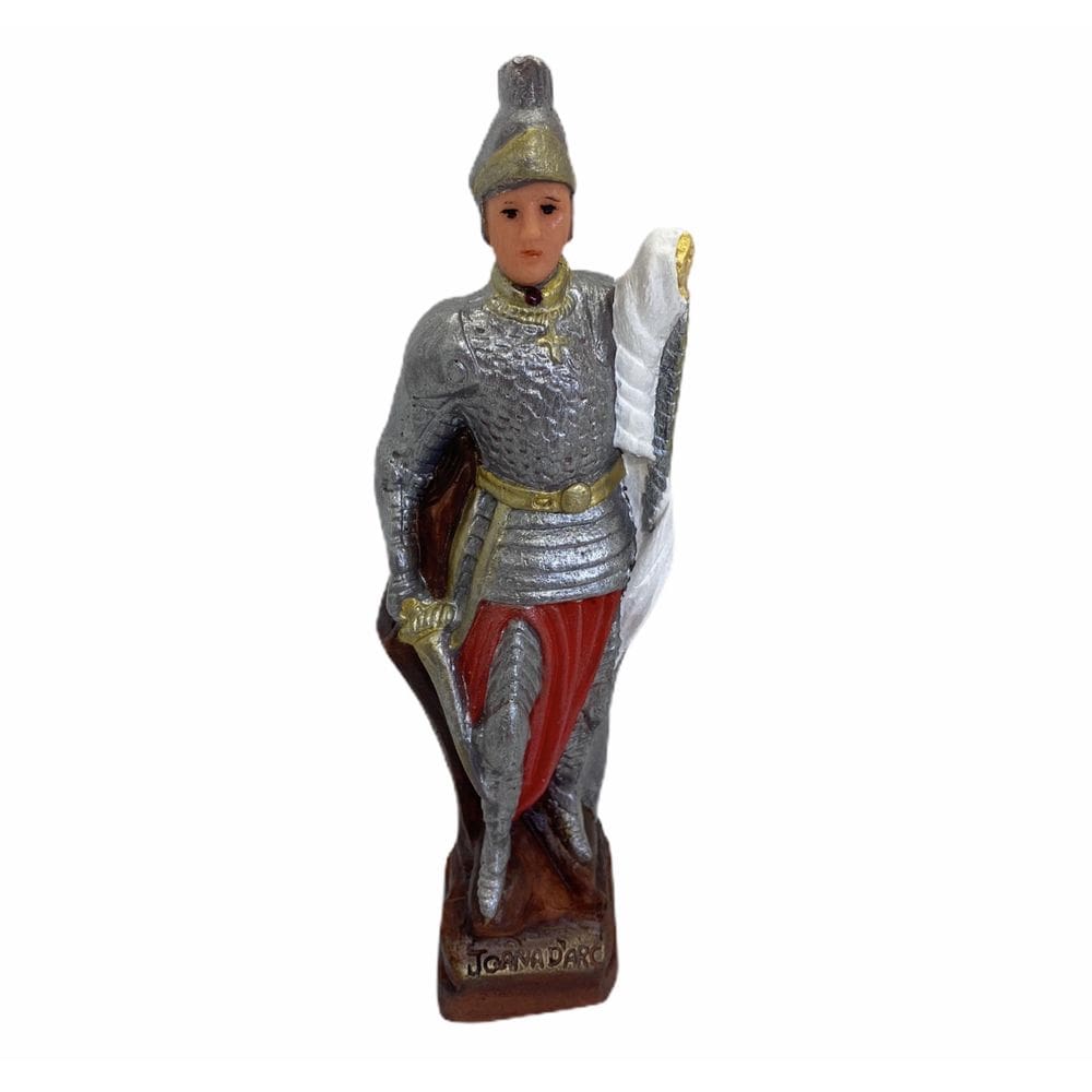 Escultura Santa Joana Darck Vermelha 20 Cm Em Resina