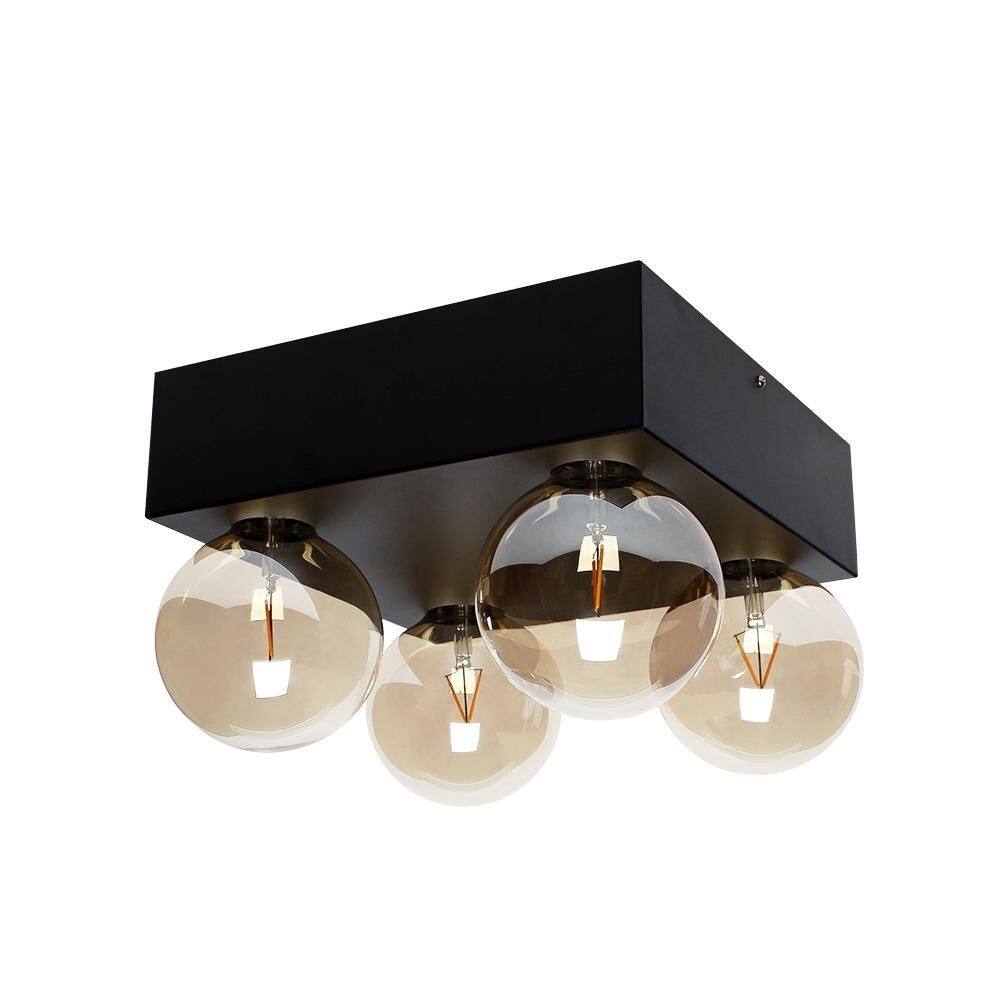 Plafon Taschibra Seasons 30Cm Quadrado Preto 4Xe27 Bivolt