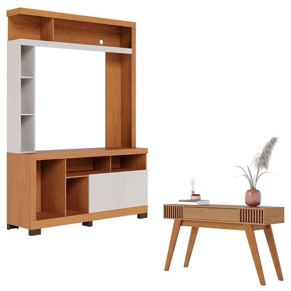 Estante Home Theater Elba Freijó Off White Matte e Aparador Riviera Freijó – Colibri