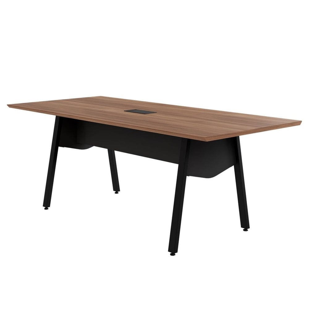 Mesa de Reunião 20cm para 8 Pessoas com Caixa de Tomadas Industrial Executive Nogal /Preto