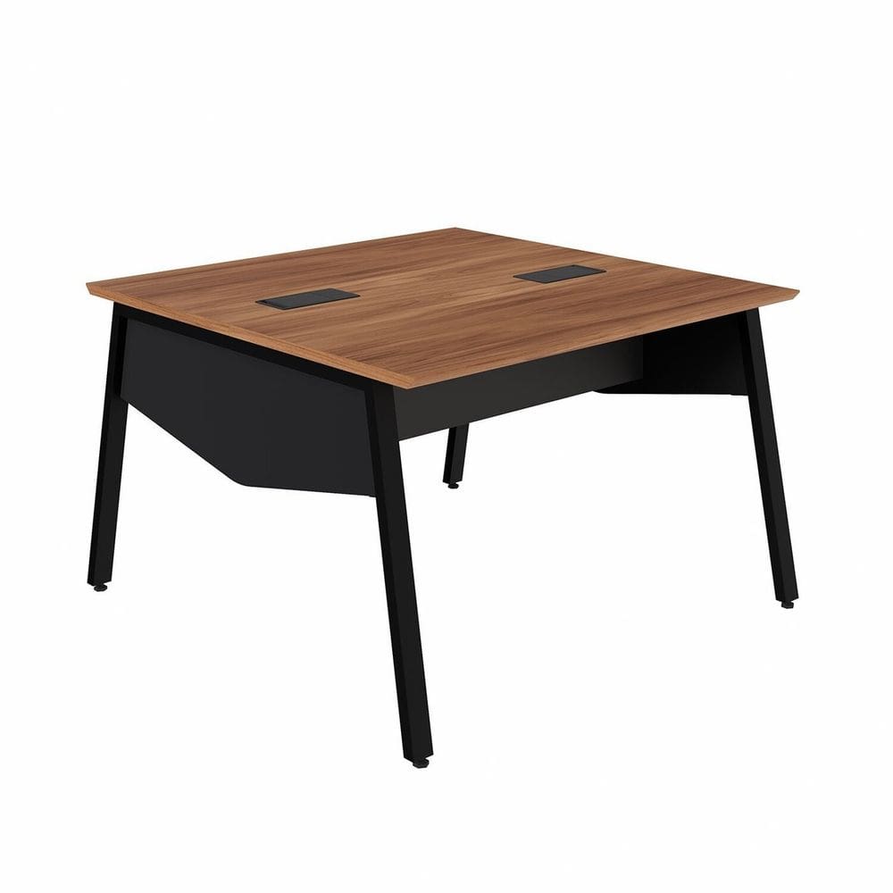 Plataforma de Trabalho para 2 Pessoas 120cm com Caixa de Tomadas Industrial Executive Nogal/Preto
