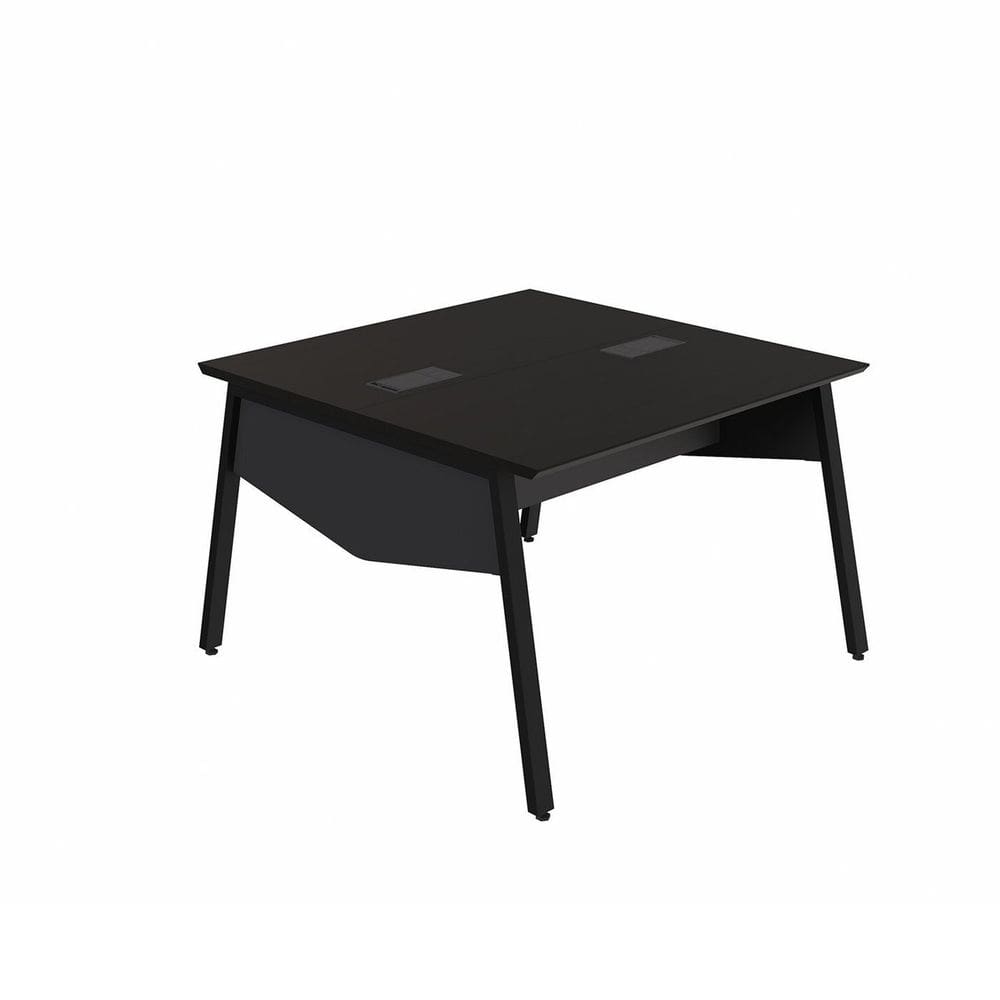 Mesa Escritório Plataforma 2 Pessoas 135cm com Tampo Chanfrado Industrial Executive Preto