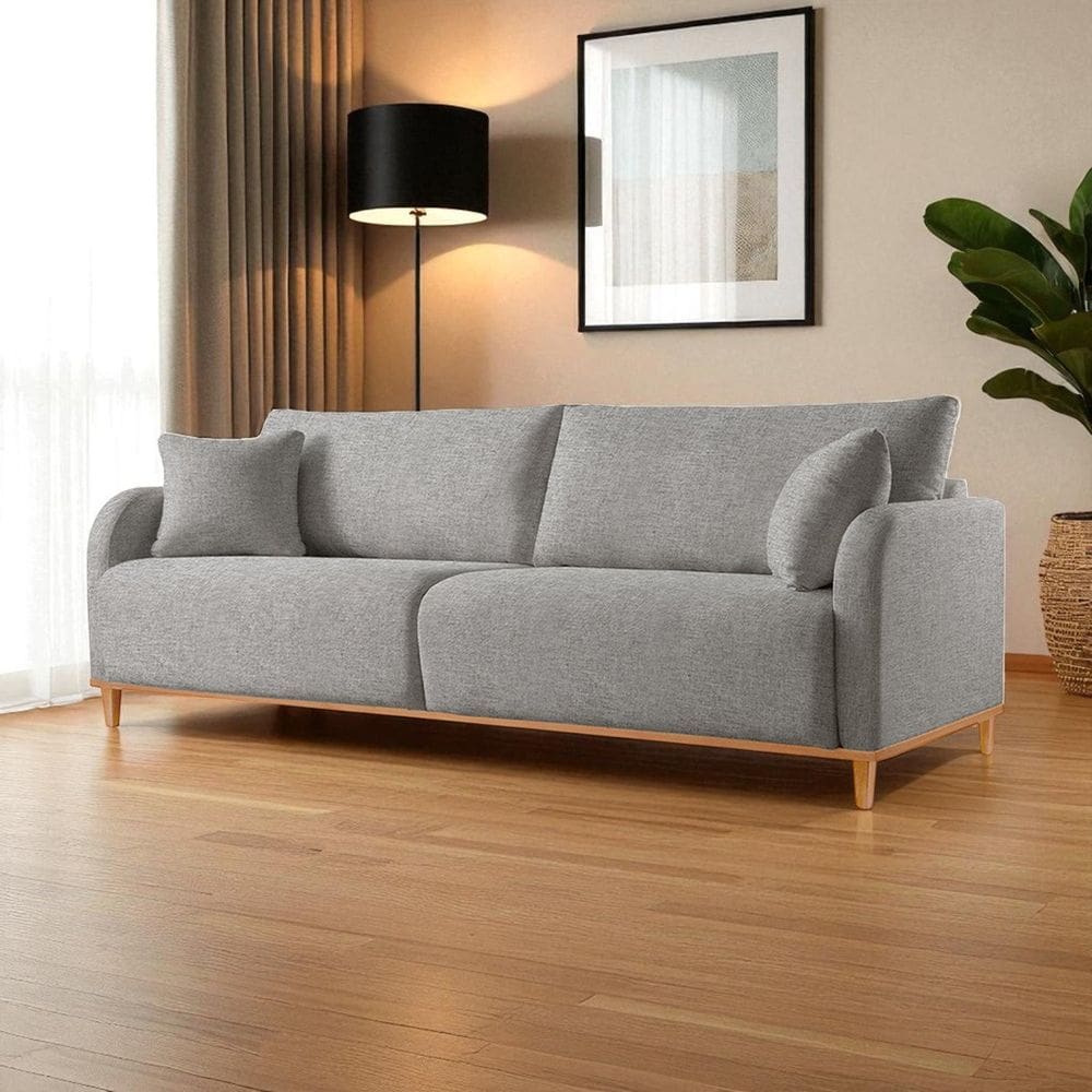 Sofá Fixo 3 Lugares Luxo 180cm Camila Cinza