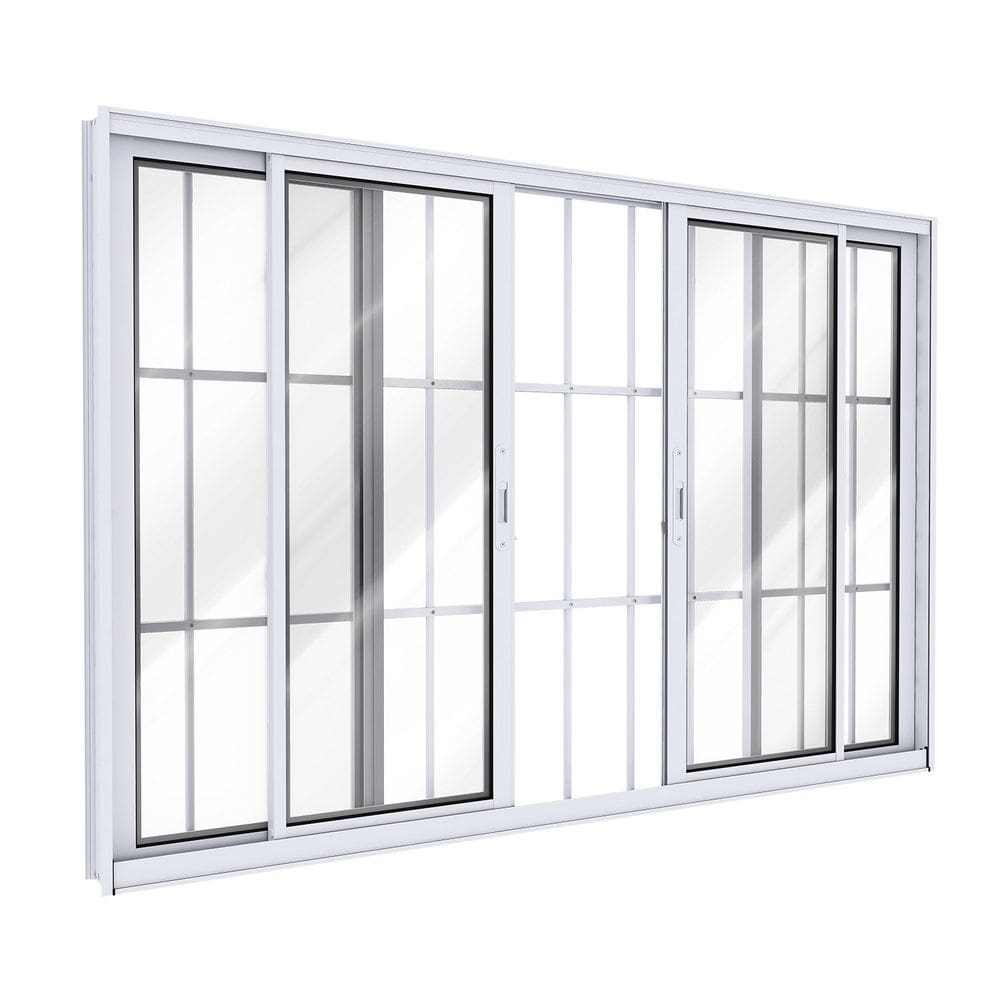 Janela de Alumínio de Correr 2 Folhas Móveis e 2 Folhas Fixas com Grade 100x200cm Lucasa Ideale Branco
