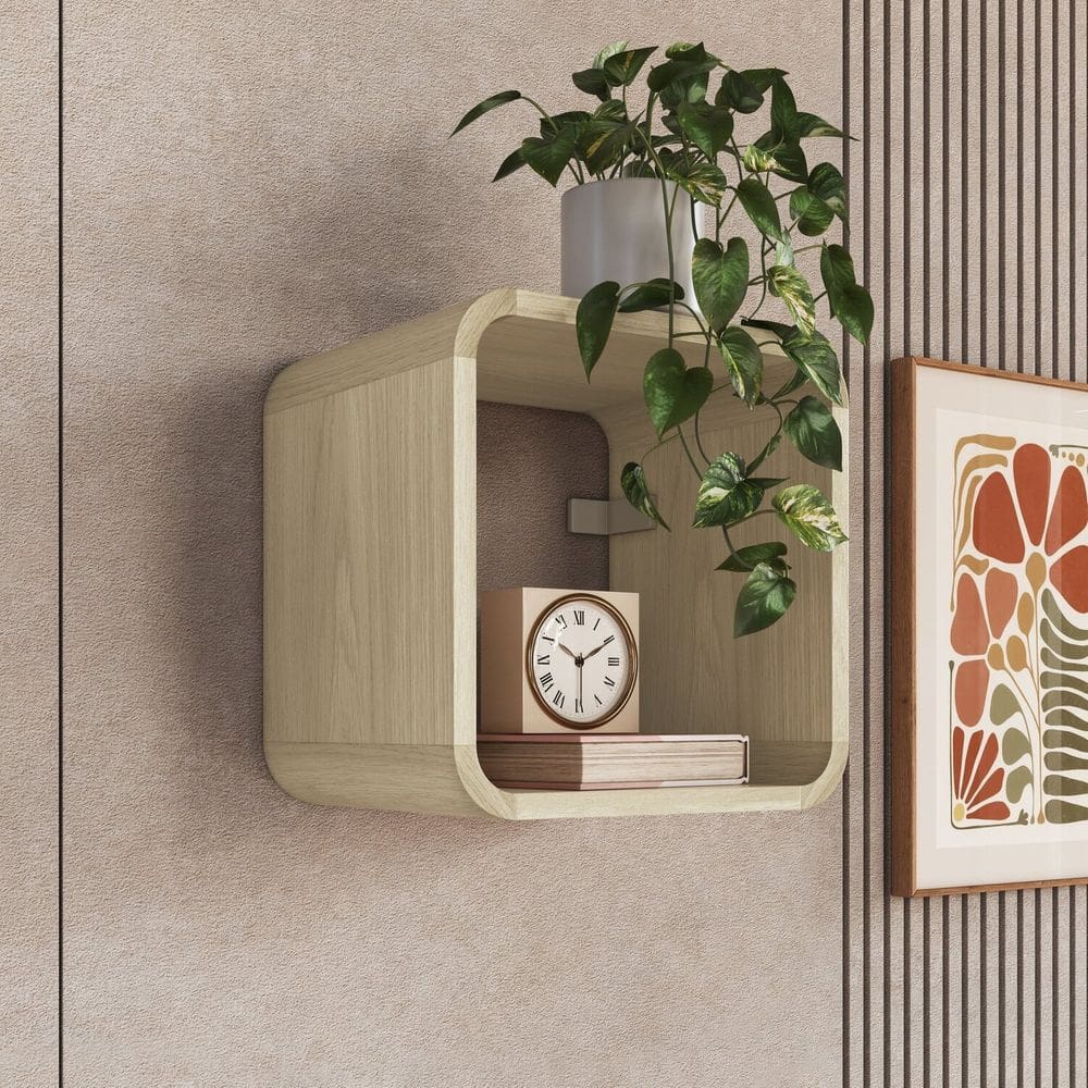 Nicho para Quarto Simples 30x30cm Curve Carvalho Araguaia