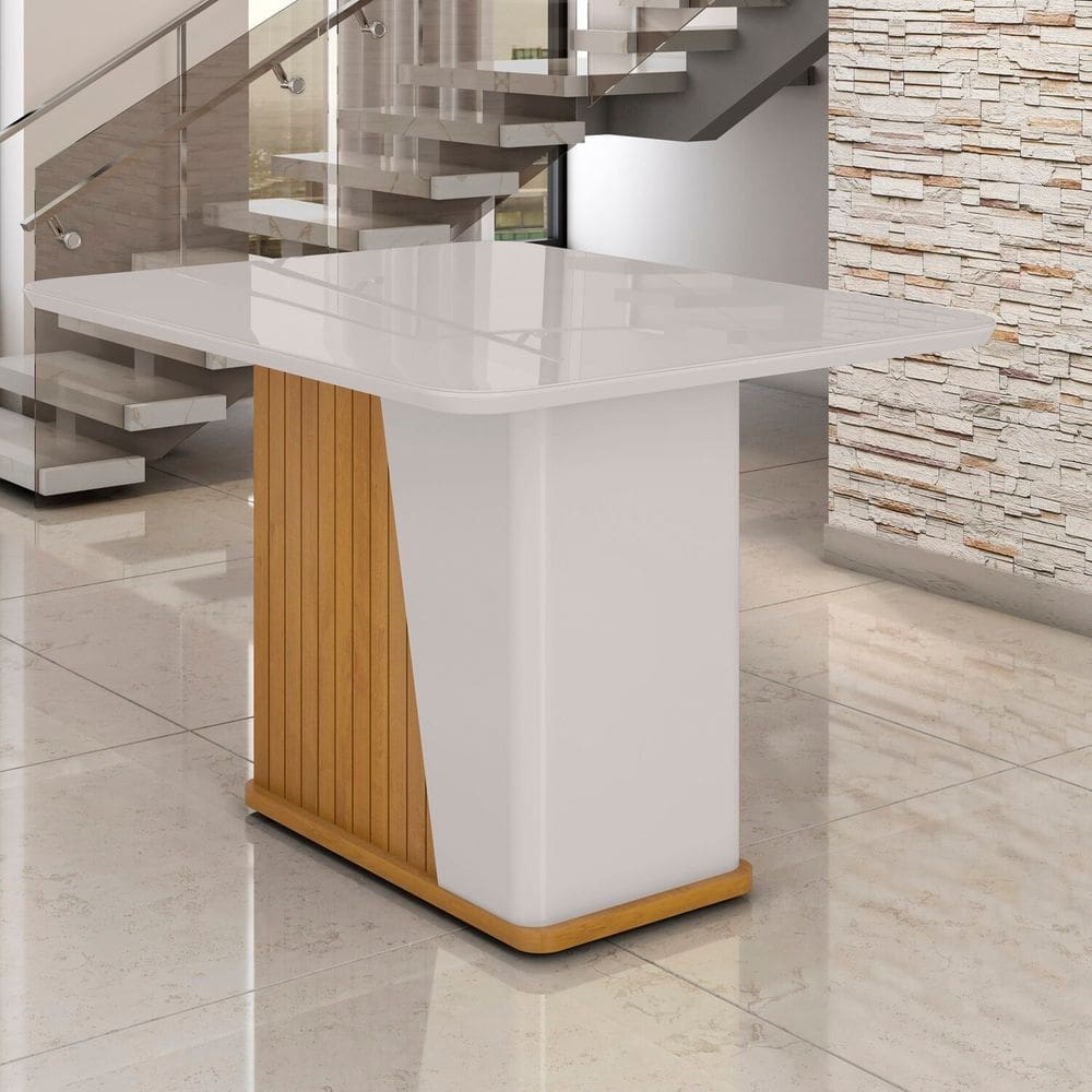 Mesa para Sala de Jantar 4 Lugares 1 Porta Harmonia Naturalle/Off White