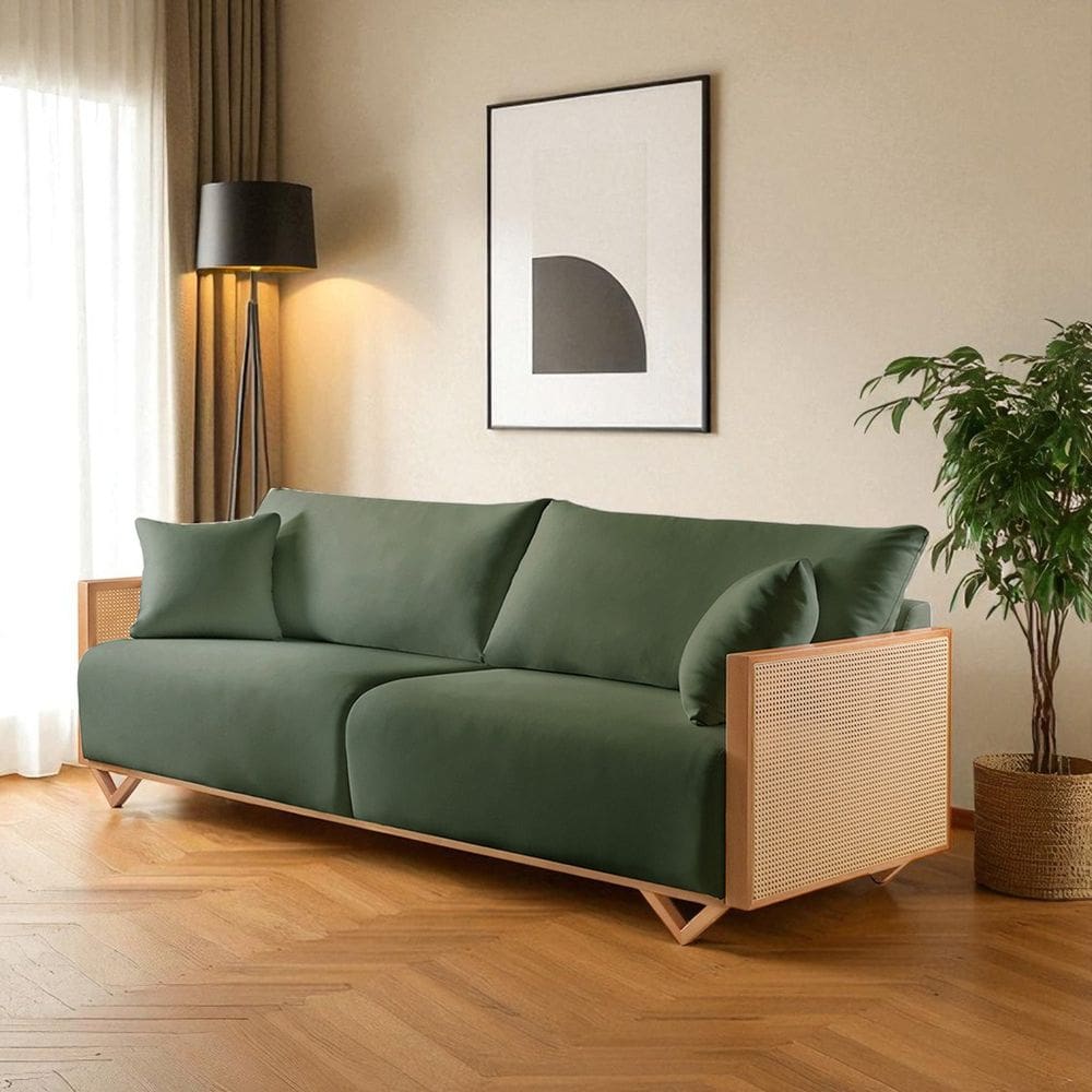 Sofá Fixo 3 Lugares Luxo 230cm Arthur Verde