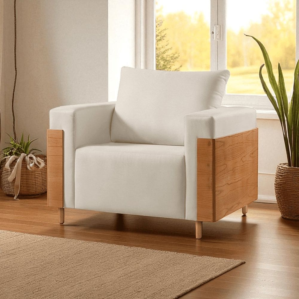 Poltrona Luxo Madeira Maciça Heitor Off White