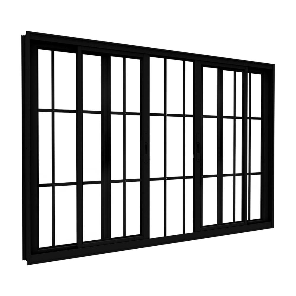 Janela de Alumínio de Correr 2 Folhas Móveis e 2 Folhas Fixas com Grade 100x150cm Lucasa Ideale Preto