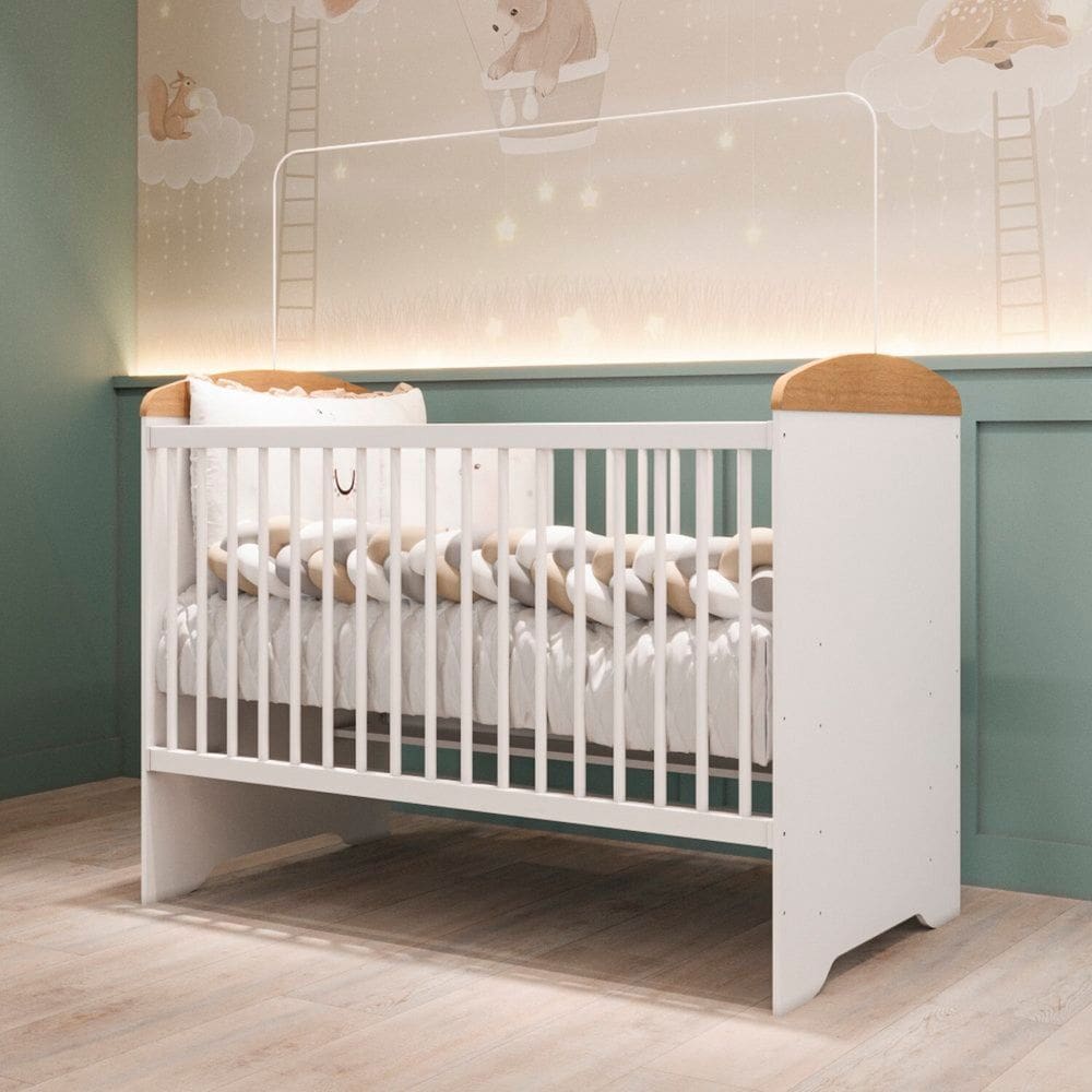 Berço 3 em 1 100% Mdf 76cm X 100cm Eloá Branco/Bétula