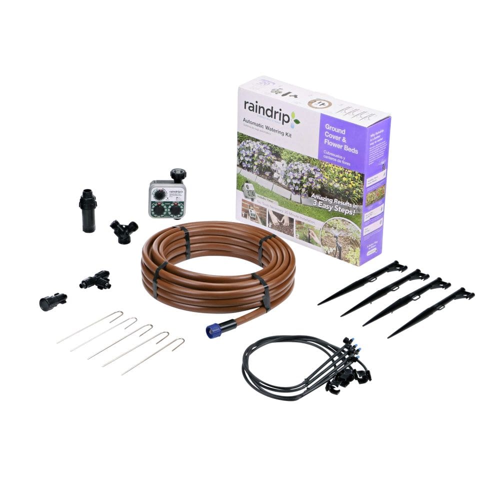 Kit de irrigação por gotejamento Raindrip SDGCBHP Timer 200 pés quadrados