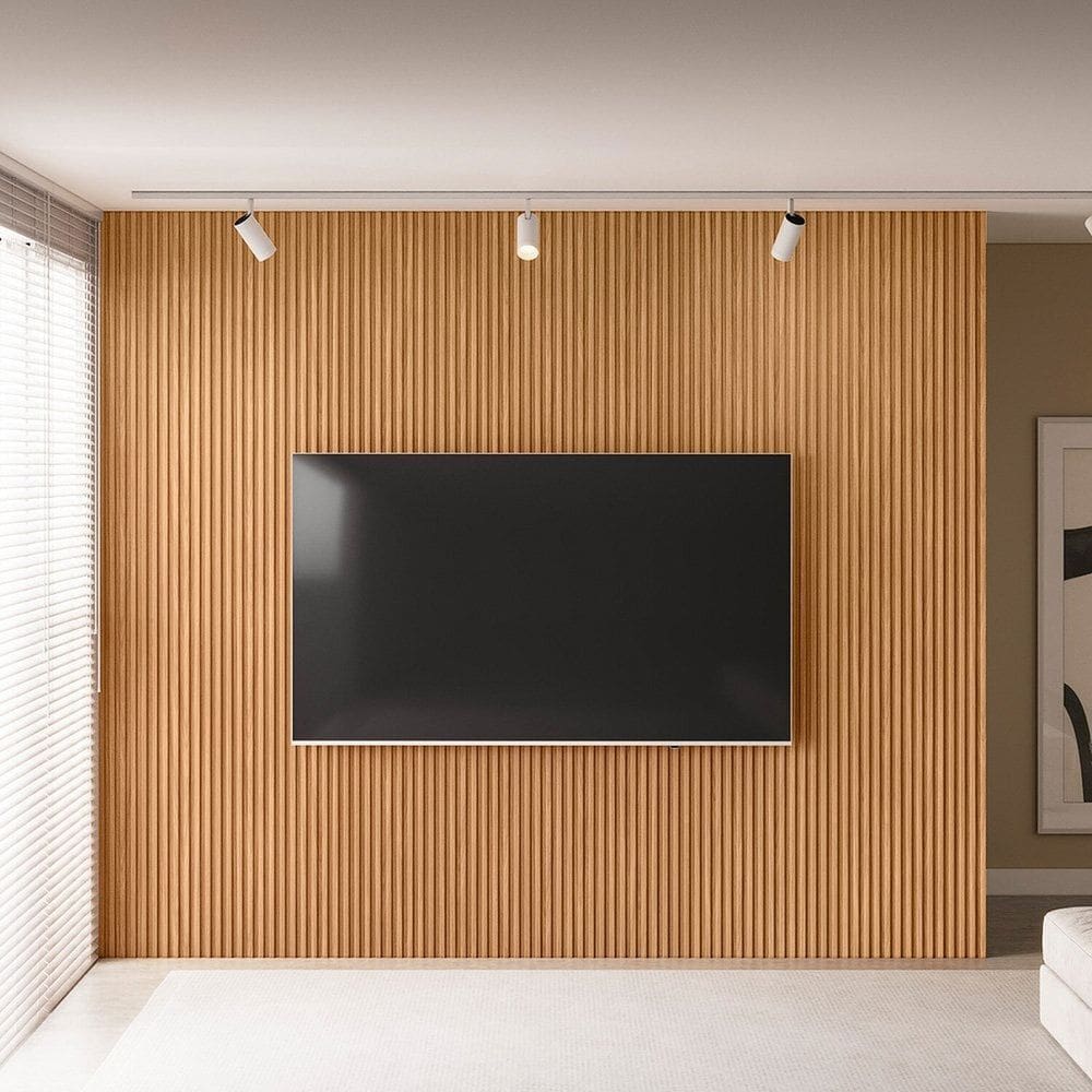 Painel para TV 84 Polegadas 100% MDF Ripado Modular 3.0 Marrom Fosco