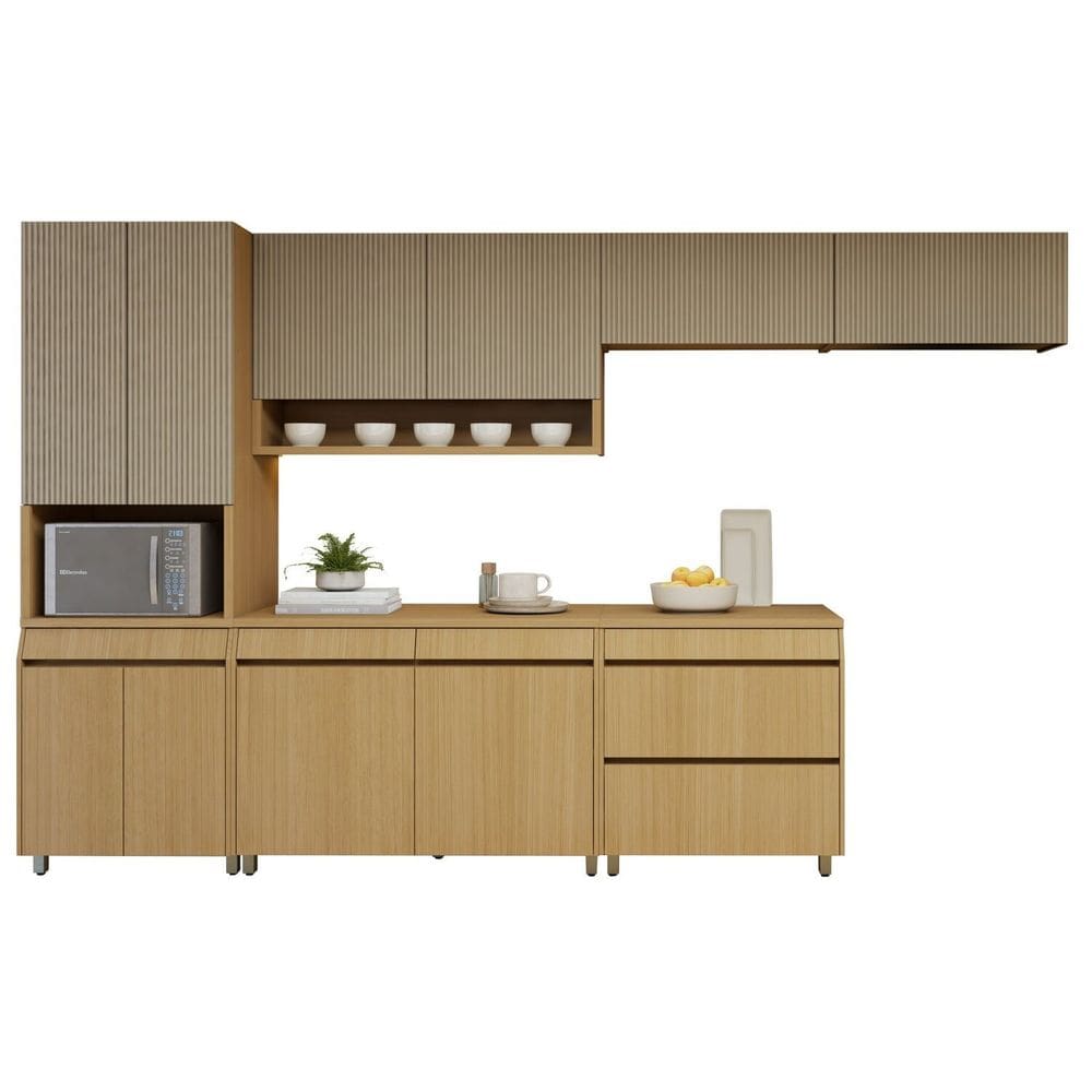 Cozinha Completa Modulada 6 Peças 11 Portas 5 Gavetas 100% Mdf Marrom