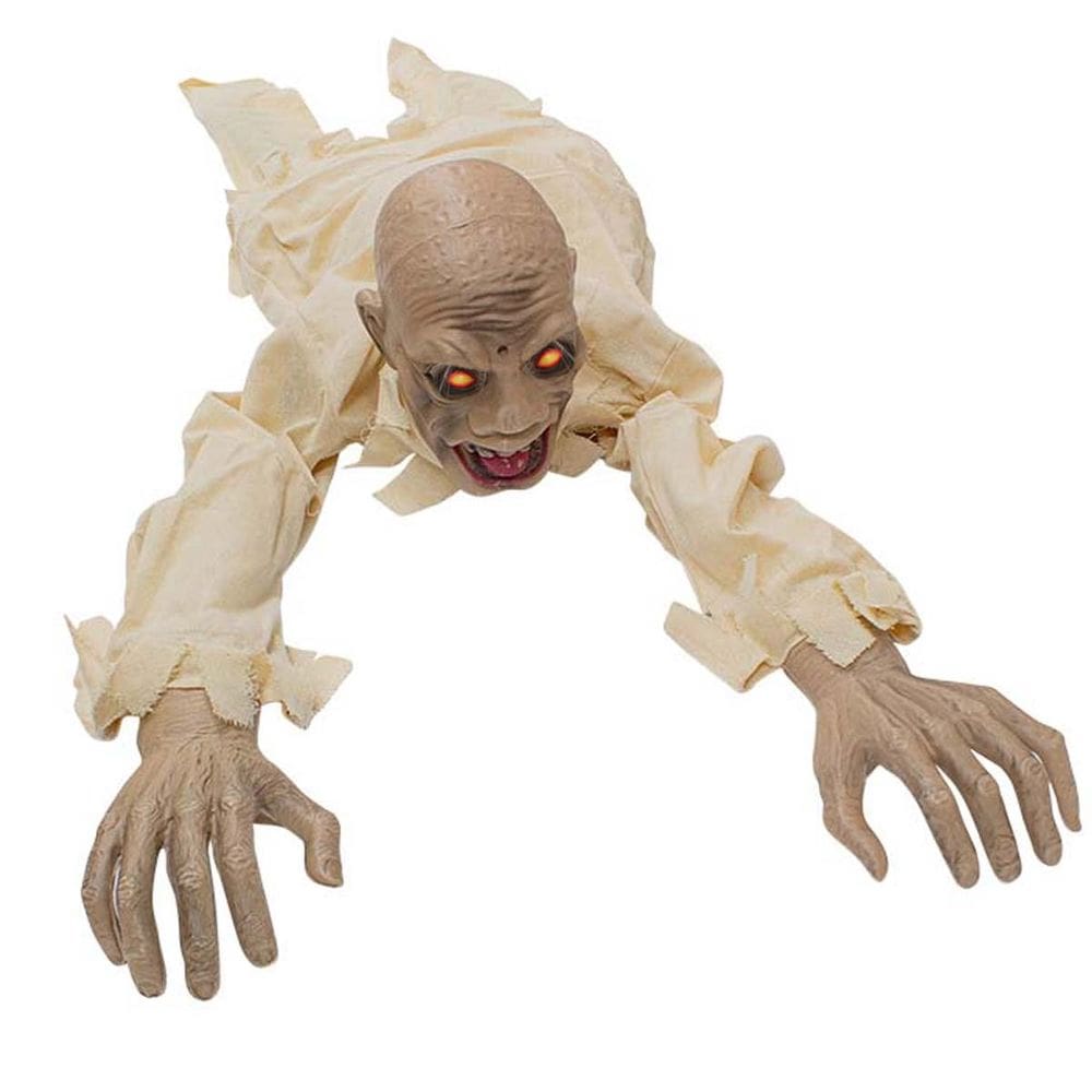 Zumbi Rastejante Halloween Festa Dia das Bruxas Acende Olhos  Som Grito Sensor Movimento Susto Terror Decoraçao